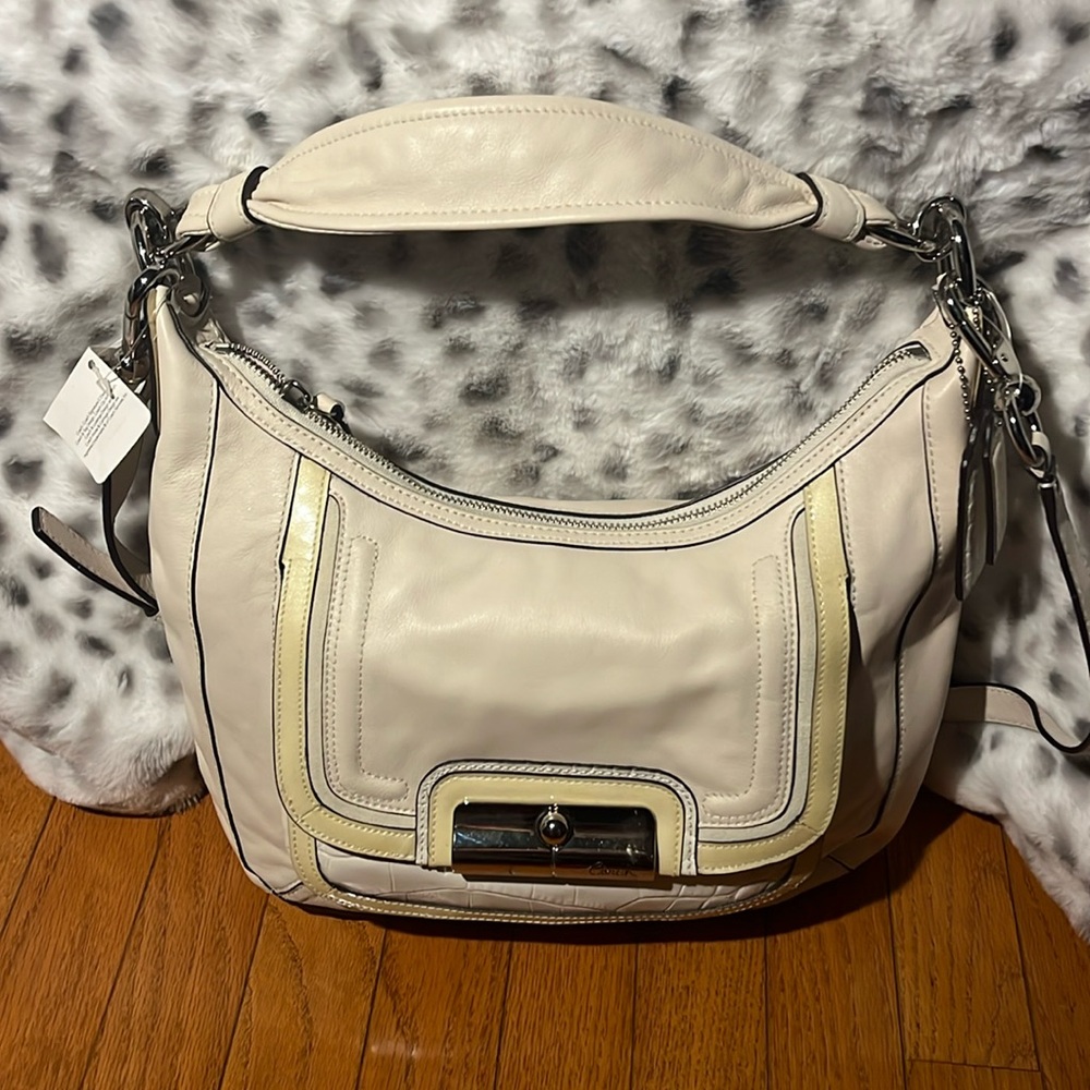 Coach Kristin Spectator Bag 18287 Ivory and Pale Yellow Leather